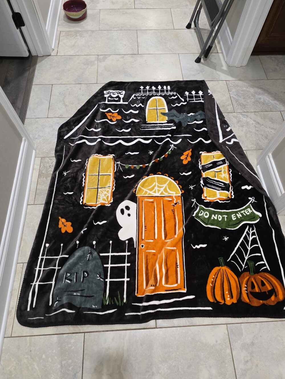 Halloween nights haunted house shaped throw blanket